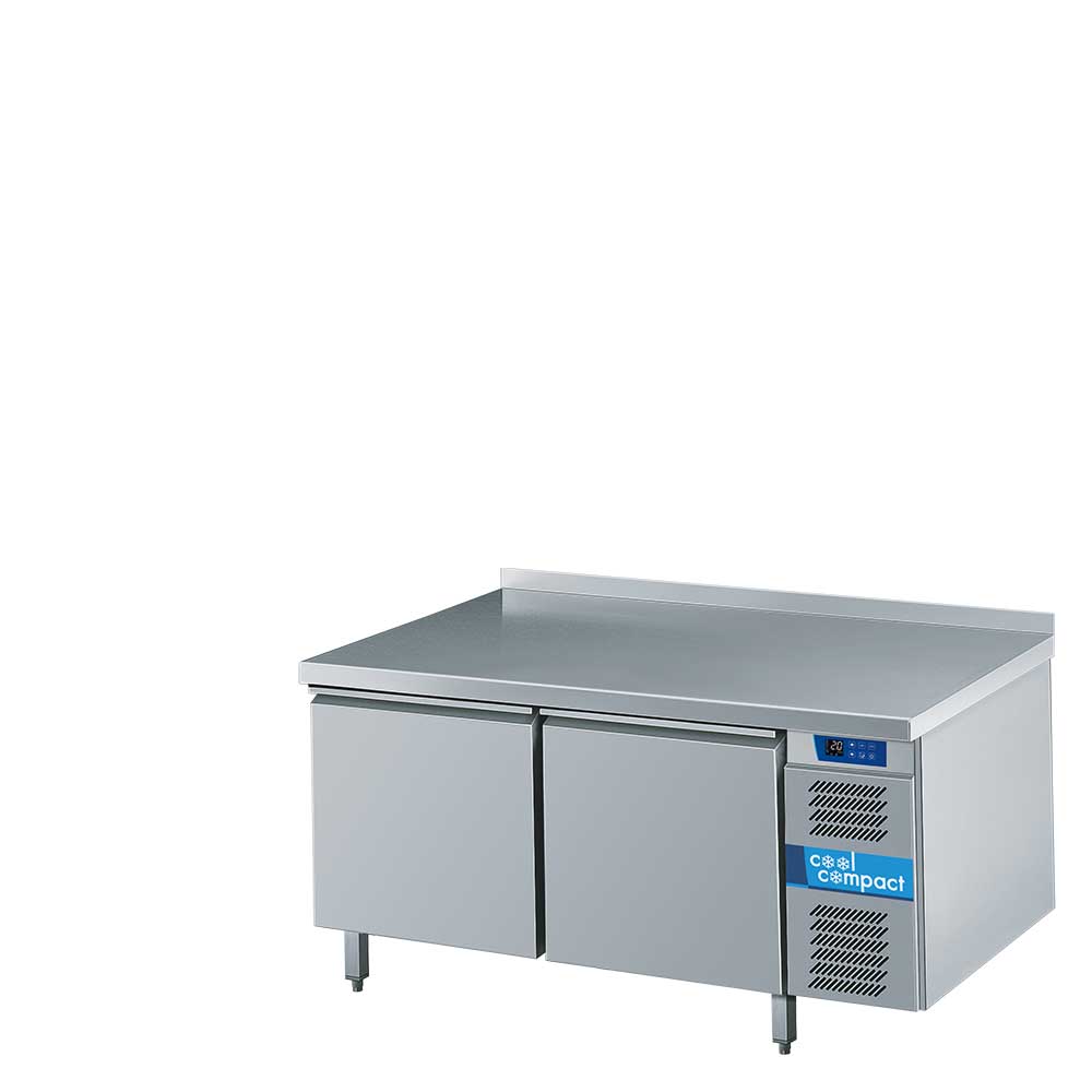 Cool Compact Backwaren-Tiefkühltisch, 2-türig, 40 / 60 Backbleche, mit Tischplatte hinten aufgekantet, mit Kältemaschine