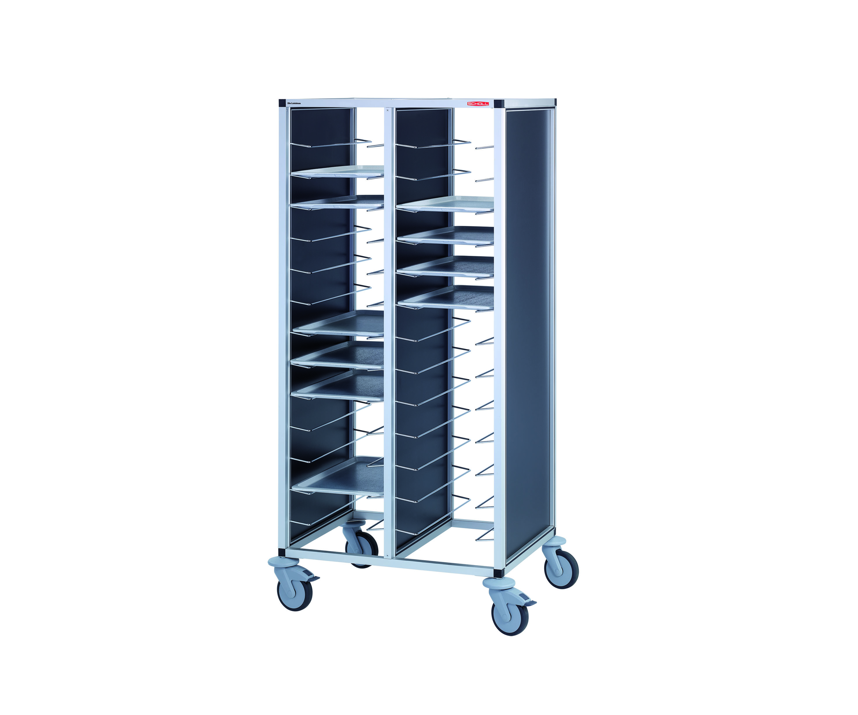 Scholl Leichter Tablettwagen, Modell RTW205, Farbe Seitenwände & Trennwand beige