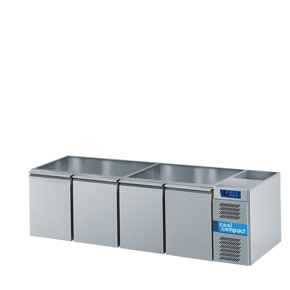 Cool Compact Saladette 4 x GN 1/1, ohne Tischplatte / ohne Klappdeckel, mit Kältemaschine