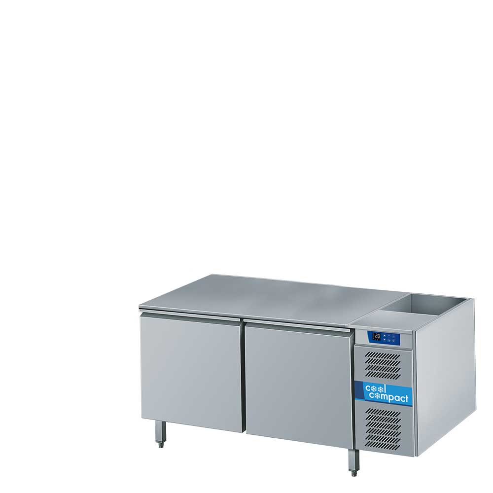 Cool Compact Backwaren-Tiefkühltisch, 2-türig, 40 / 60 Backbleche, ohne Tischplatte, mit Kältemaschine