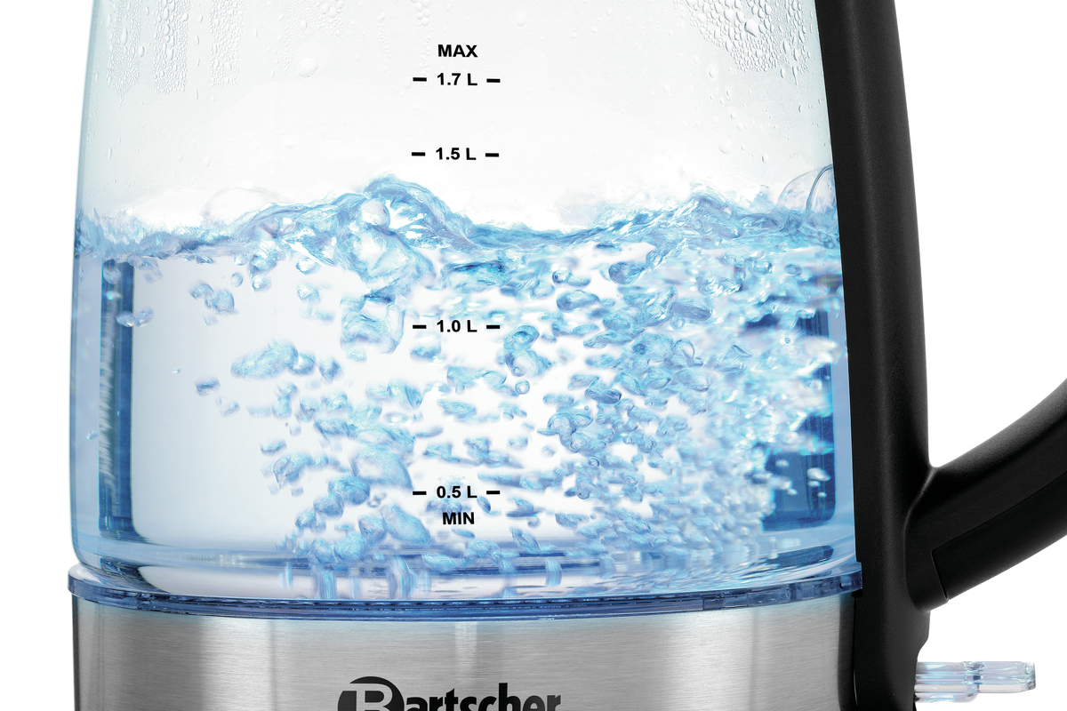 Bartscher Wasserkocher 1,7 Liter Glas Edelstahl mit LED