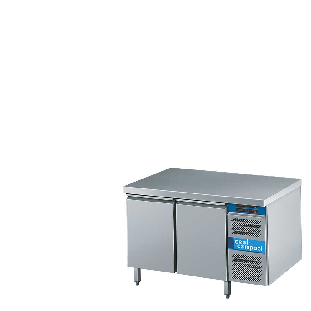 Cool Compact 2-Temperaturen-Kühltisch, 2-türig, 2 x GN 1/1, mit Tischplatte allseits abgekantet, mit Kältemaschine