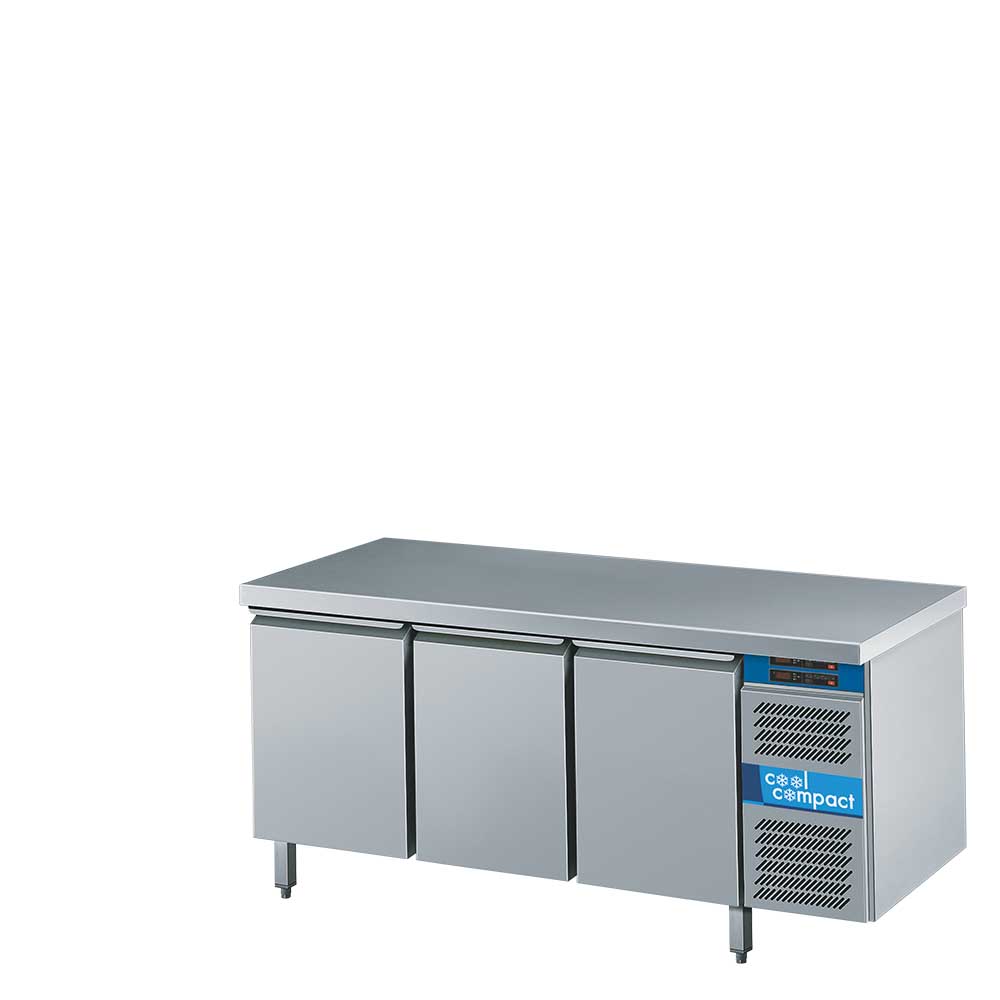 Cool Compact 2-Temperaturen-Kühltisch, 2-türig, 2 x GN 1/1, mit Tischplatte allseits abgekantet, mit Kältemaschine