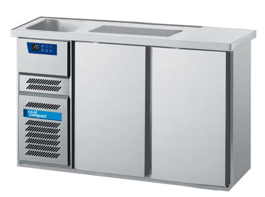 Cool Compact Kühltheke Zentralkühlung, 2-türig,  mit Abdeckung und 1 Becken links