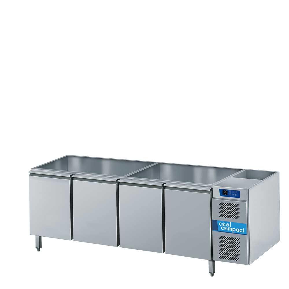 Cool Compact Saladette 4 x GN 1/1, ohne Tischplatte / ohne Klappdeckel, mit Kältemaschine