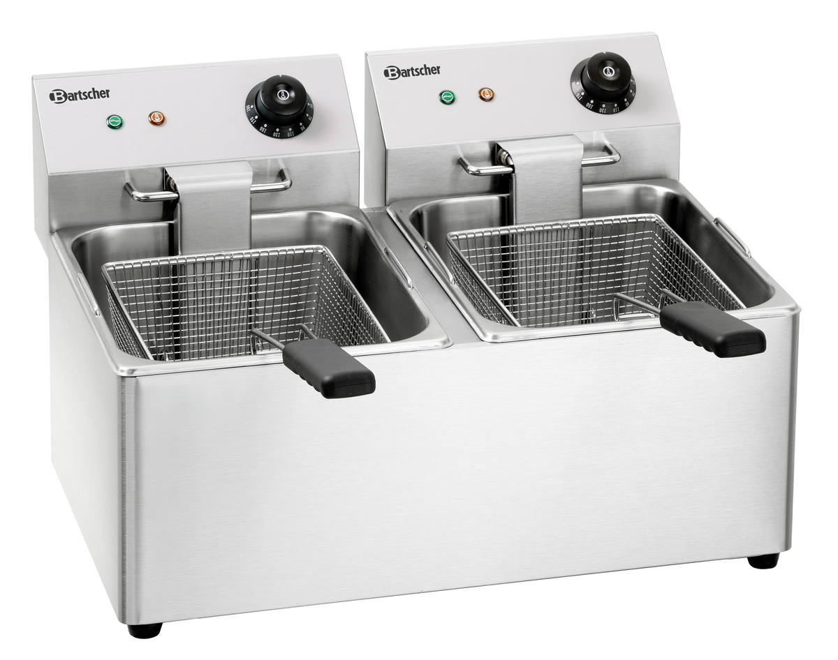 Bartscher Edelstahl Fritteuse SNACK IV - 2 Becken