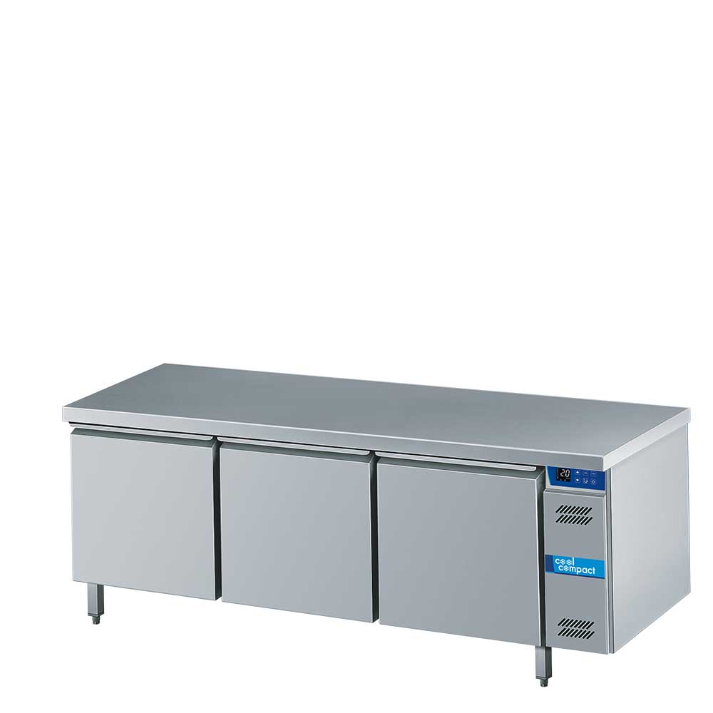 Cool Compact Backwaren-Tiefkühltisch, 3-türig, 40 / 60 Backbleche, mit Tischplatte allseits abgekantet, für Zentralkühlung