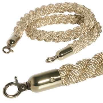 Contacto Abgrenzungsseil, gold, 150 cm mit goldfarbener Öse, ohne Samtummantelung