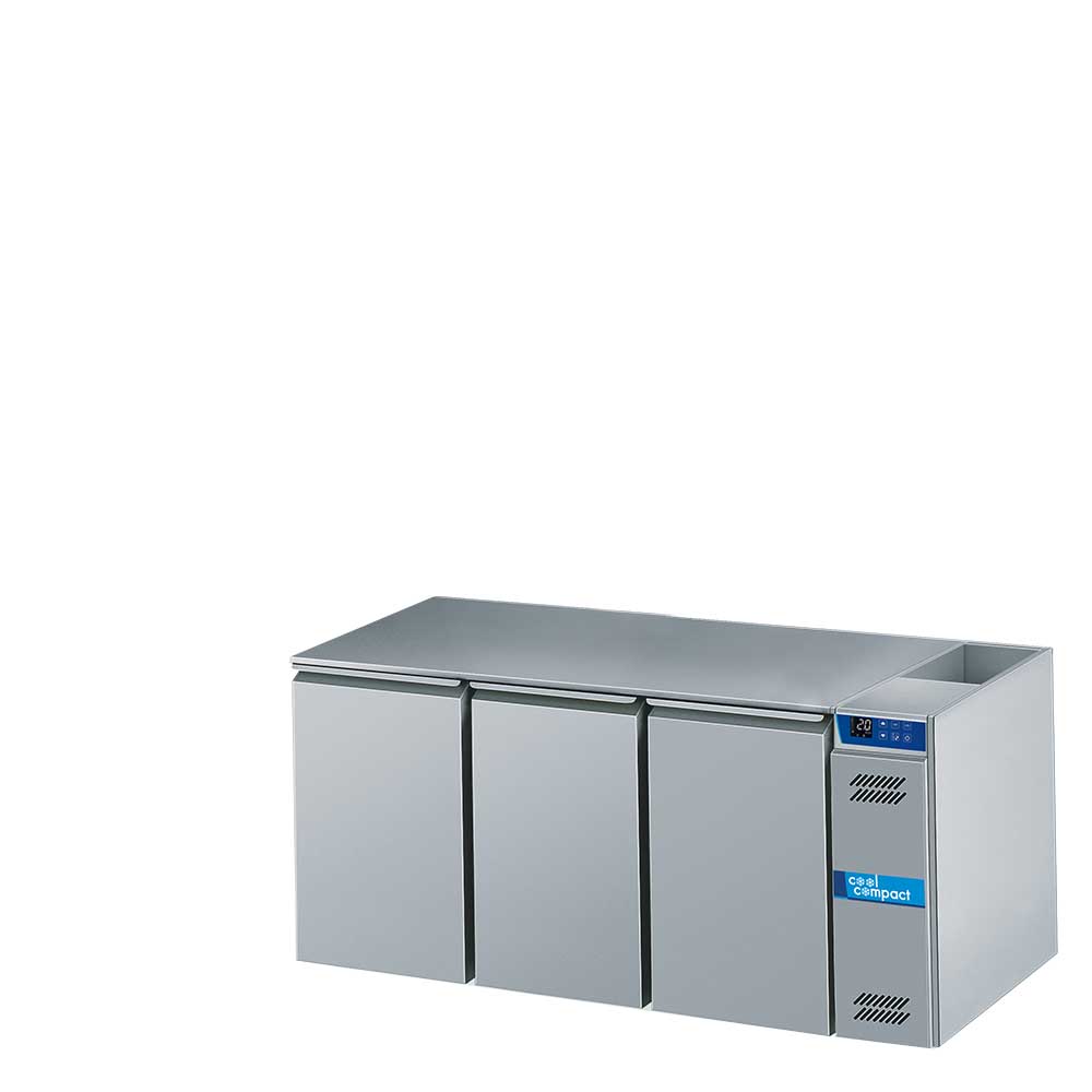 Cool Compact Tiefkühltisch, 3-türig, 3 x GN 1/1, ohne Tischplatte, für Zentralkühlung