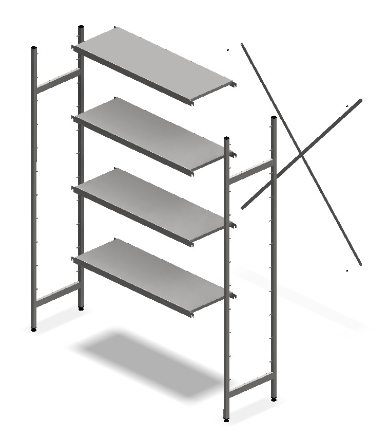 Reganic CNS Grundregal 1200x400x1800 4 Böden Edelstahl