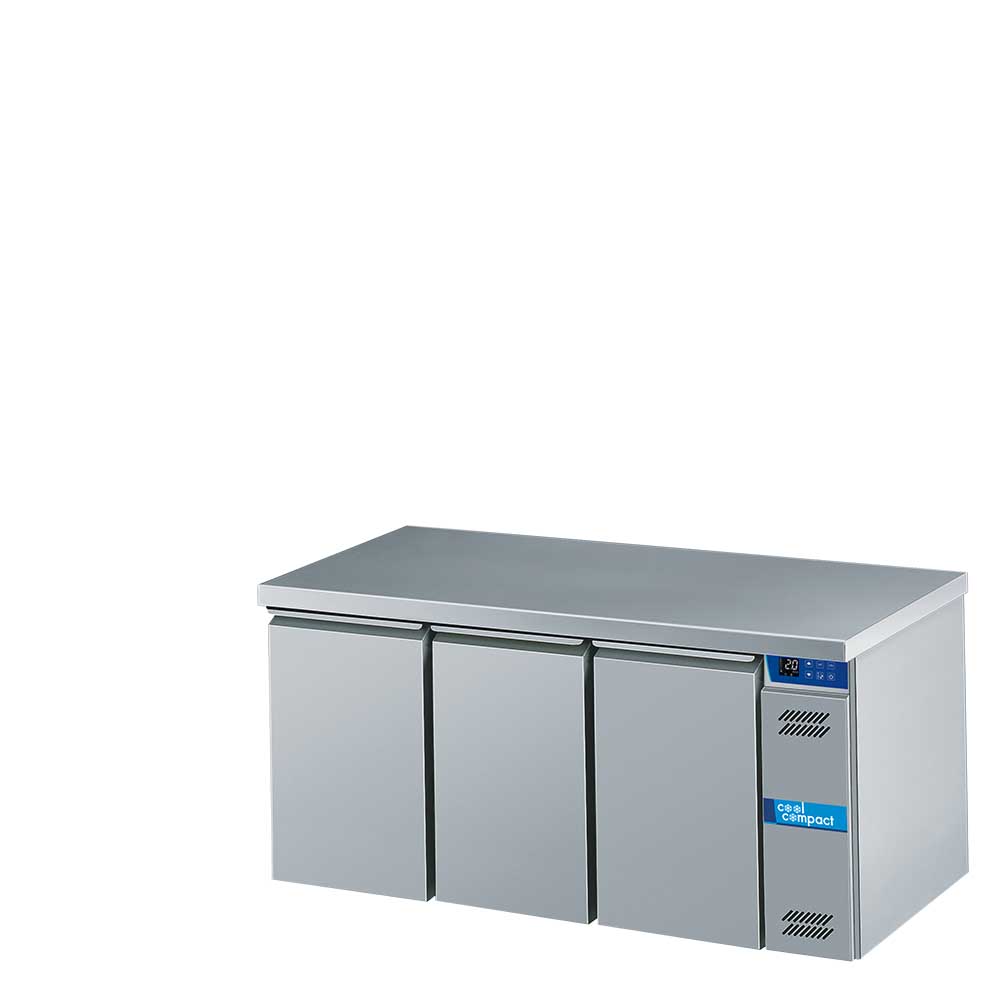 Cool Compact Tiefkühltisch, 3-türig, 3 x GN 1/1, mit Tischplatte allseits abgekantet, für Zentralkühlung