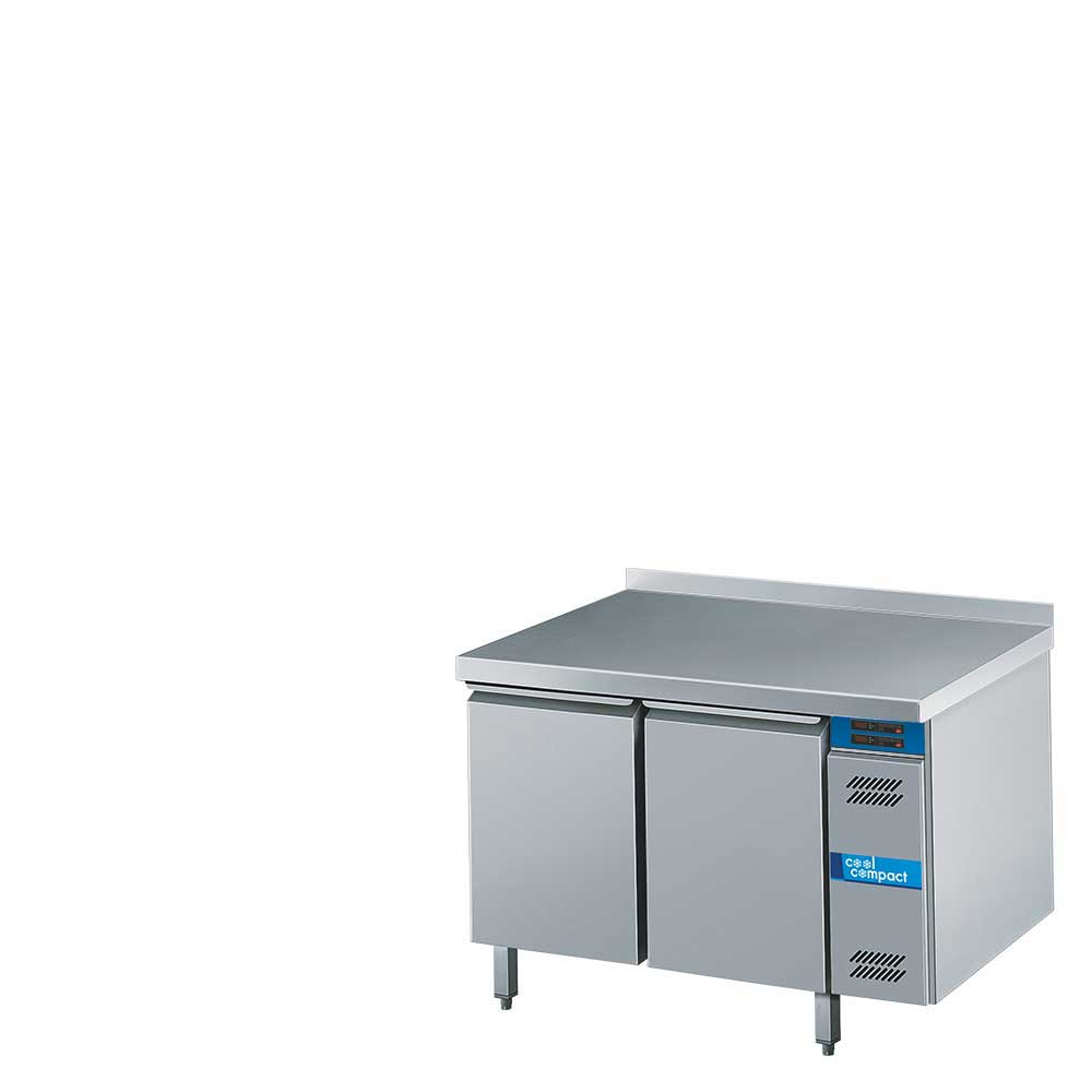 Cool Compact 2-Temperaturen-Kühltisch, 2-türig, 2 x GN 1/1, mit Tischplatte hinten aufgekantet, für Zentralkühlung