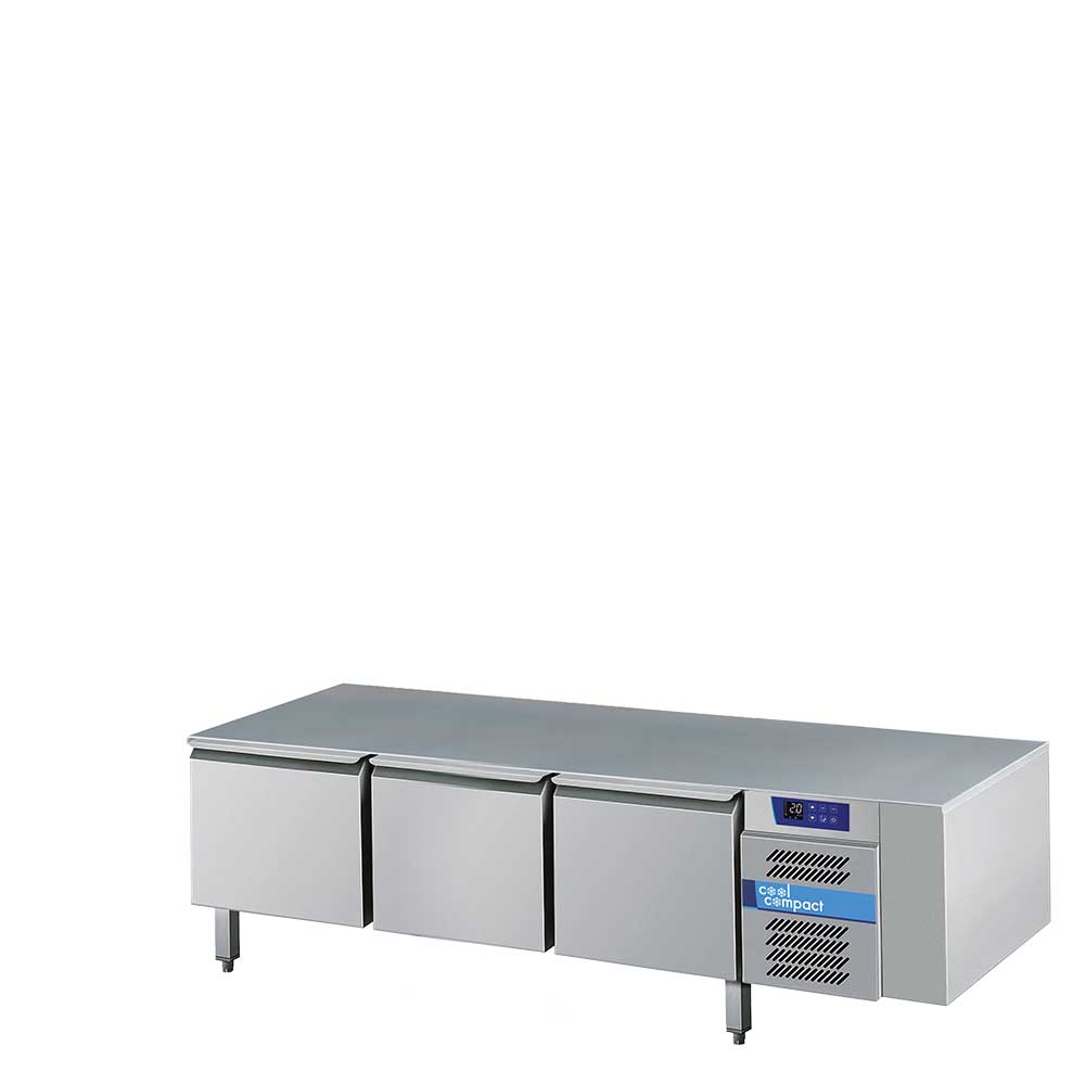 Cool Compact Tiefkühltisch, 3-türig, 3 x GN 1/1 (Counter), mit Abdeckblech (Abdeckblech 1 mm), für Zentralkühlung