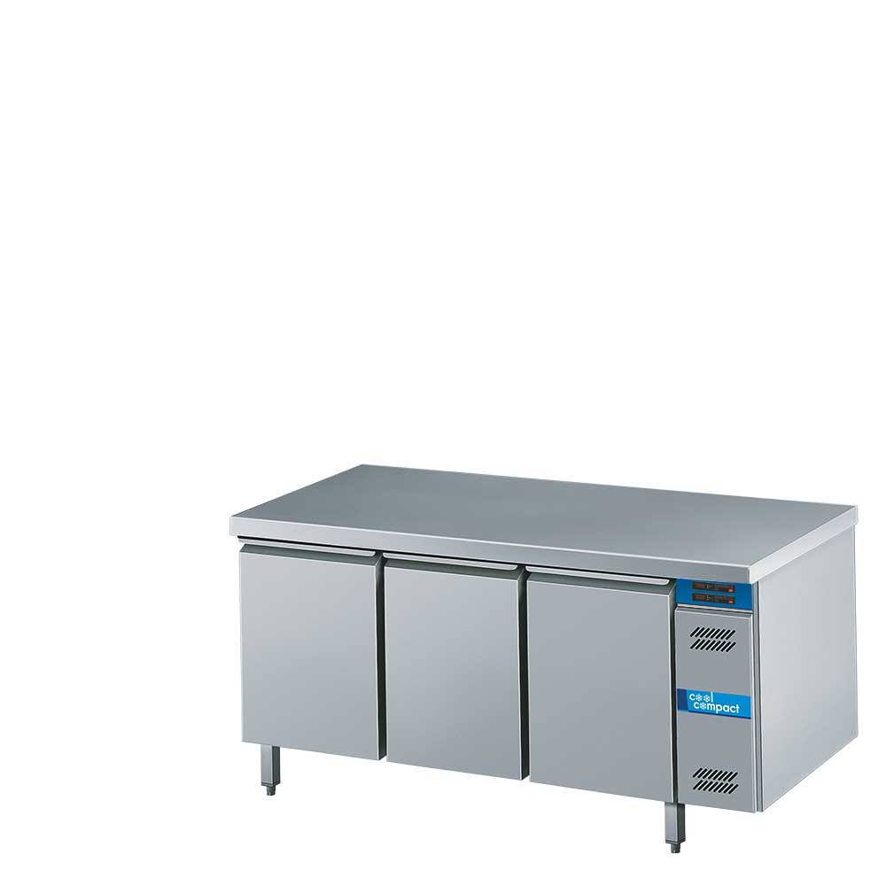 Cool Compact 2-Temperaturen-Kühltisch, 2-türig, 2 x GN 1/1, mit Tischlpatte allseits abgekantet, für Zentralkühlung