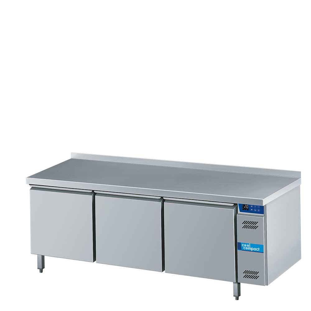 Cool Compact Backwaren-Tiefkühltisch, 3-türig, 40 / 60 Bleche, mit Tischplatte hinten aufgekantet, für Zentralkühlung