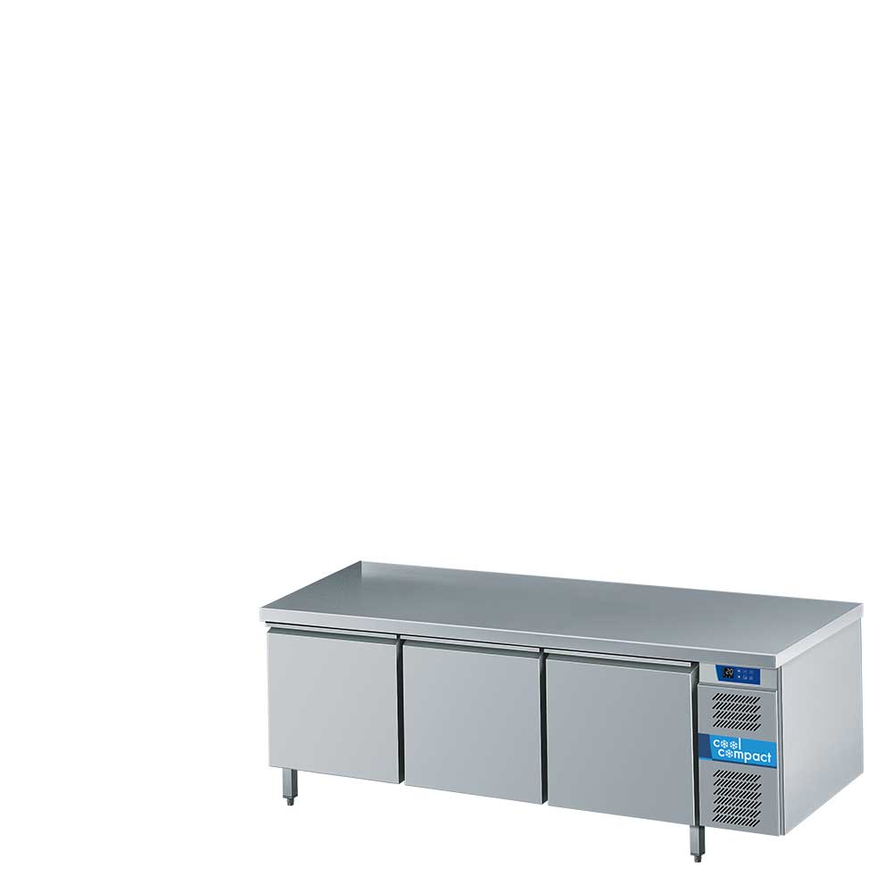 Cool Compact Backwaren-Tiefkühltisch, 3-türig, 40 / 60 Backbleche, mit Tischplatte allseits abgekantet, mit Kältemaschine