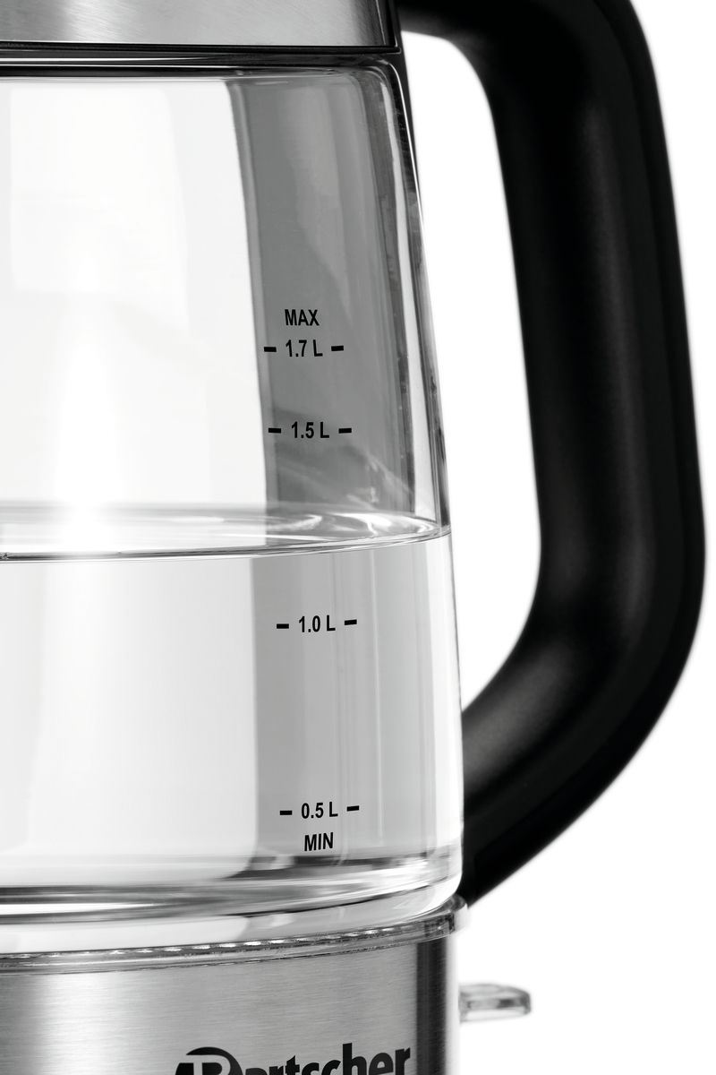 Bartscher Wasserkocher 1,7 Liter Glas Edelstahl mit LED