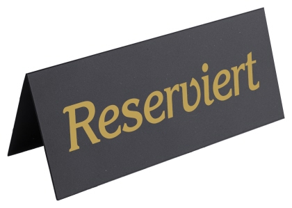 Contacto Aufsteller RESERVIERT, schwarz , mit goldenem Aufdruck